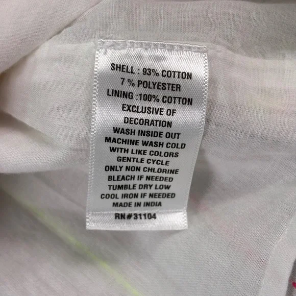 NWT Crown & Ivy Womens Embroidered Flutter Sleeve Peplum Top 1X White Multicolor - Picture 7 of 9